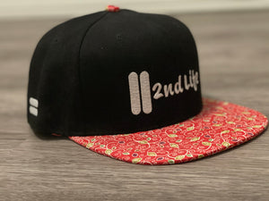 2nd life red and white pattern SnapBack