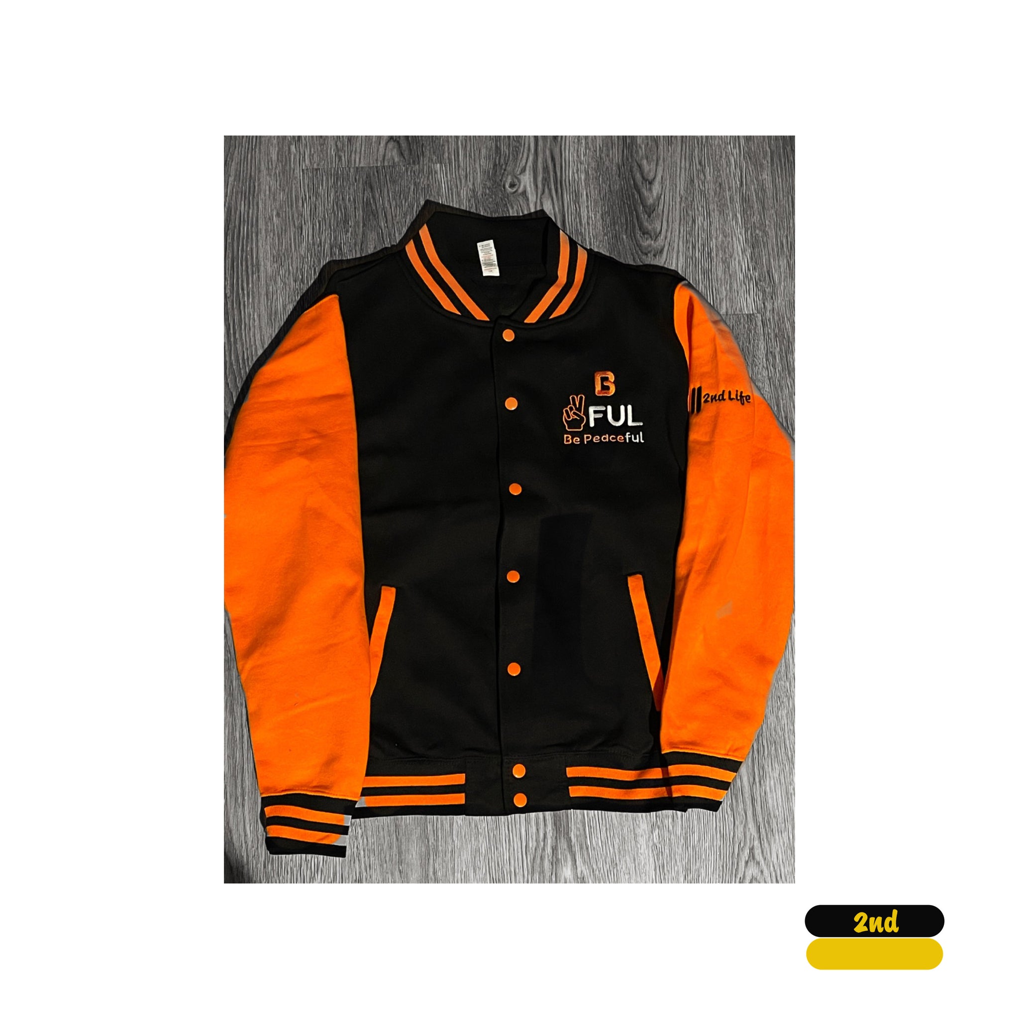 Orange B Peaceful Unisex Letterman Jacket