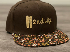 2ndlife Brown and Gold Flower Pattern SnapBack