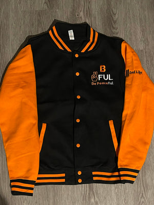 Orange B Peaceful Unisex Letterman Jacket
